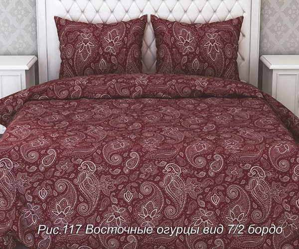 Купить КПБ Бязь Восточные огурцы 7-2 бордовый на белом на Неженке