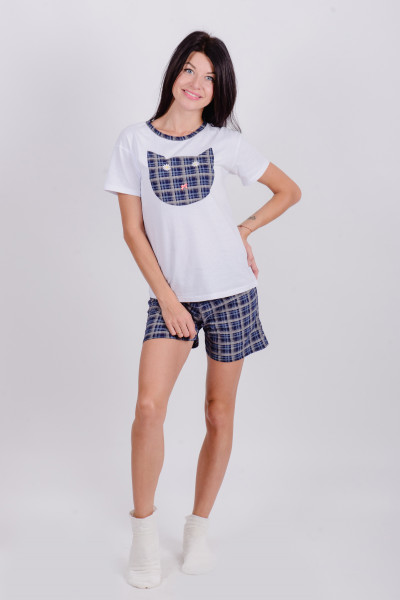 Купить Пижама Д 29 (белый +  клетка т.-синяя) на Неженке